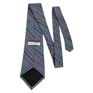 IRVINE PARK Silk Striped Necktie Woven Pattern Blue Green Red Men's Formal